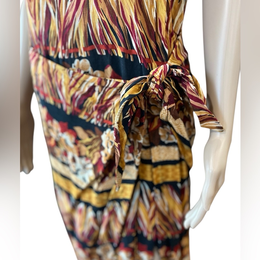 Maximalist ethnic Jessica Howard tropical beachy Print vintage Sarong Dress-10 - Picture 9 of 9